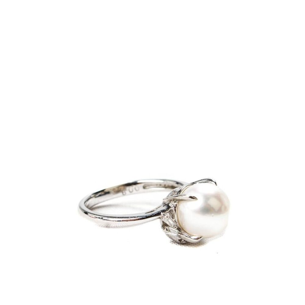 Designer Womens 900 Platinum Cultured 9mm True South Sea Pearl + Diamond Accent